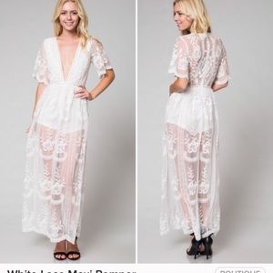 White lace romper - Honey Punch
